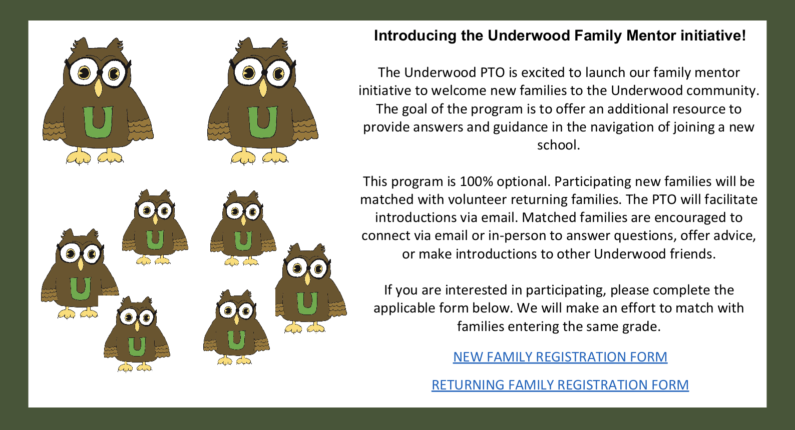 Introducing the Underwood Family Mentor Initiative! • Underwood School PTO