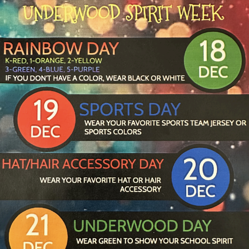 Spirit Week - 12/18-12/22