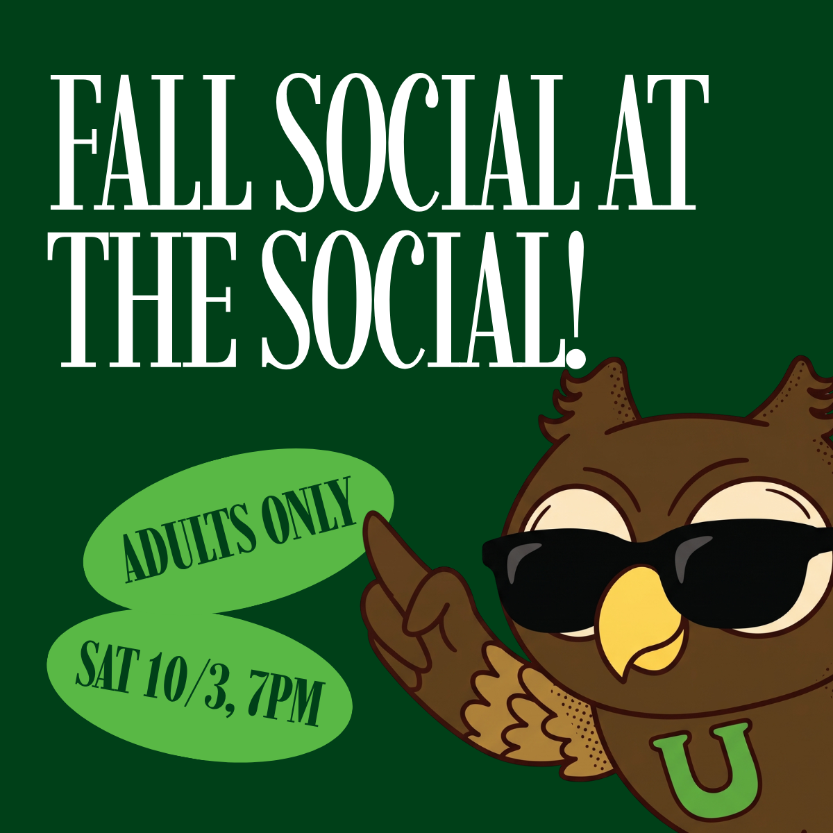 Parent/Caregiver Cocktail Party at Social!—Saturday 10/3